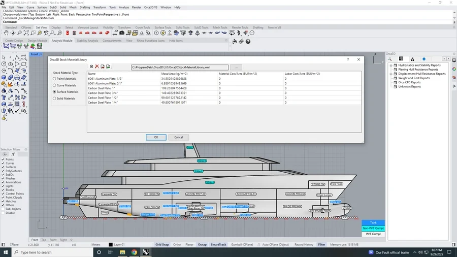 Hydrostatics in Orca3D, example 1