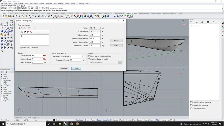 Hydrostatics in Orca3D, example 2